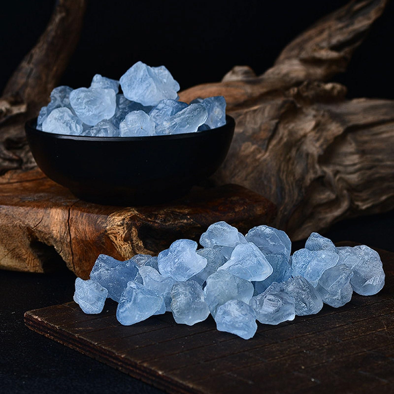 Naturalny surowy niebieski kryształ mineralny okaz bezpłomieniowy dyfuzor zapachowy kamień akwarium dekoracja krajobrazu 100 g/500 g 1-3 cm (500 g (2-3 cm))
