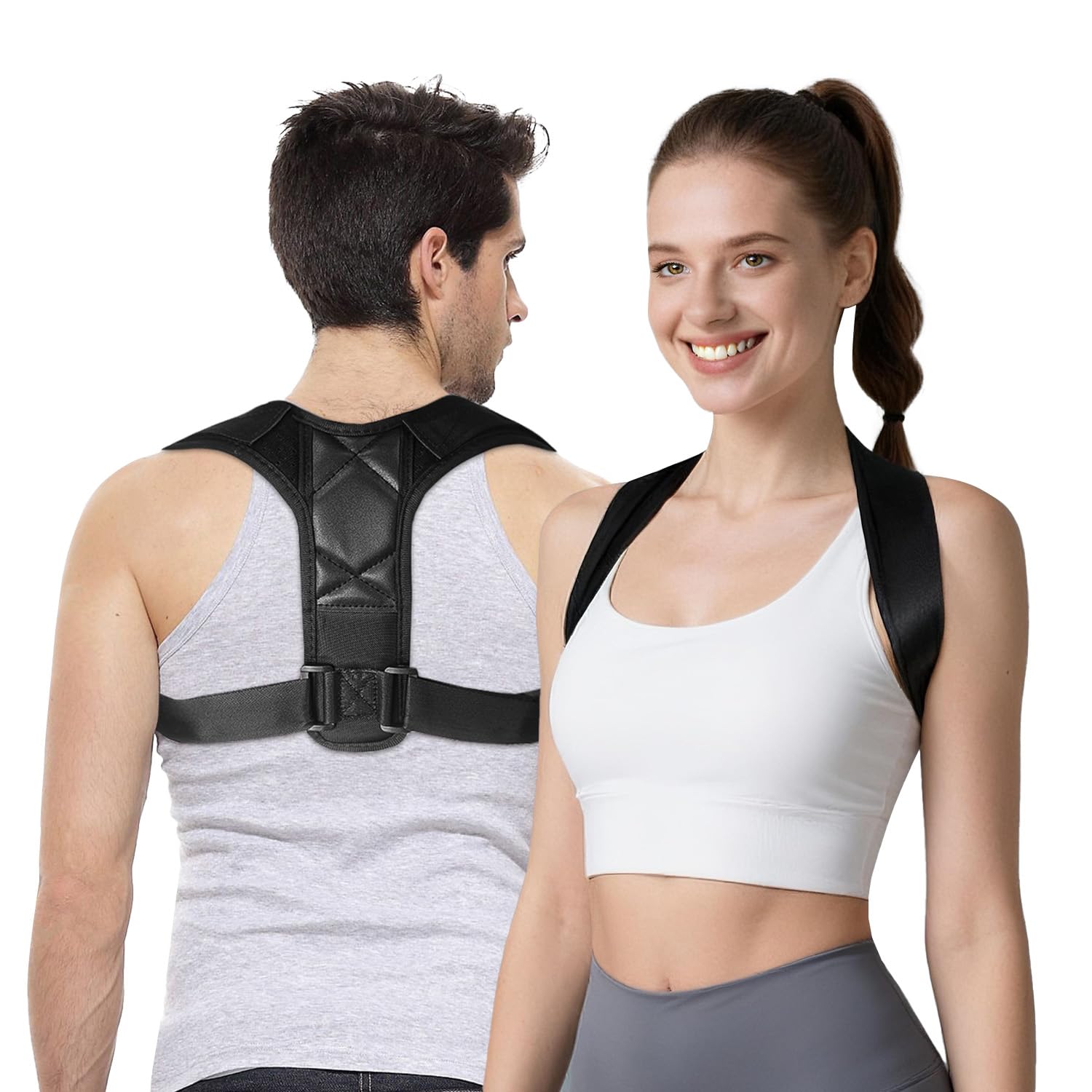 Posture Corrector for Women and Men Invisible Mesh Breathable Back Brace Adjustable Back Straightener Relieves Shoulder Neck and