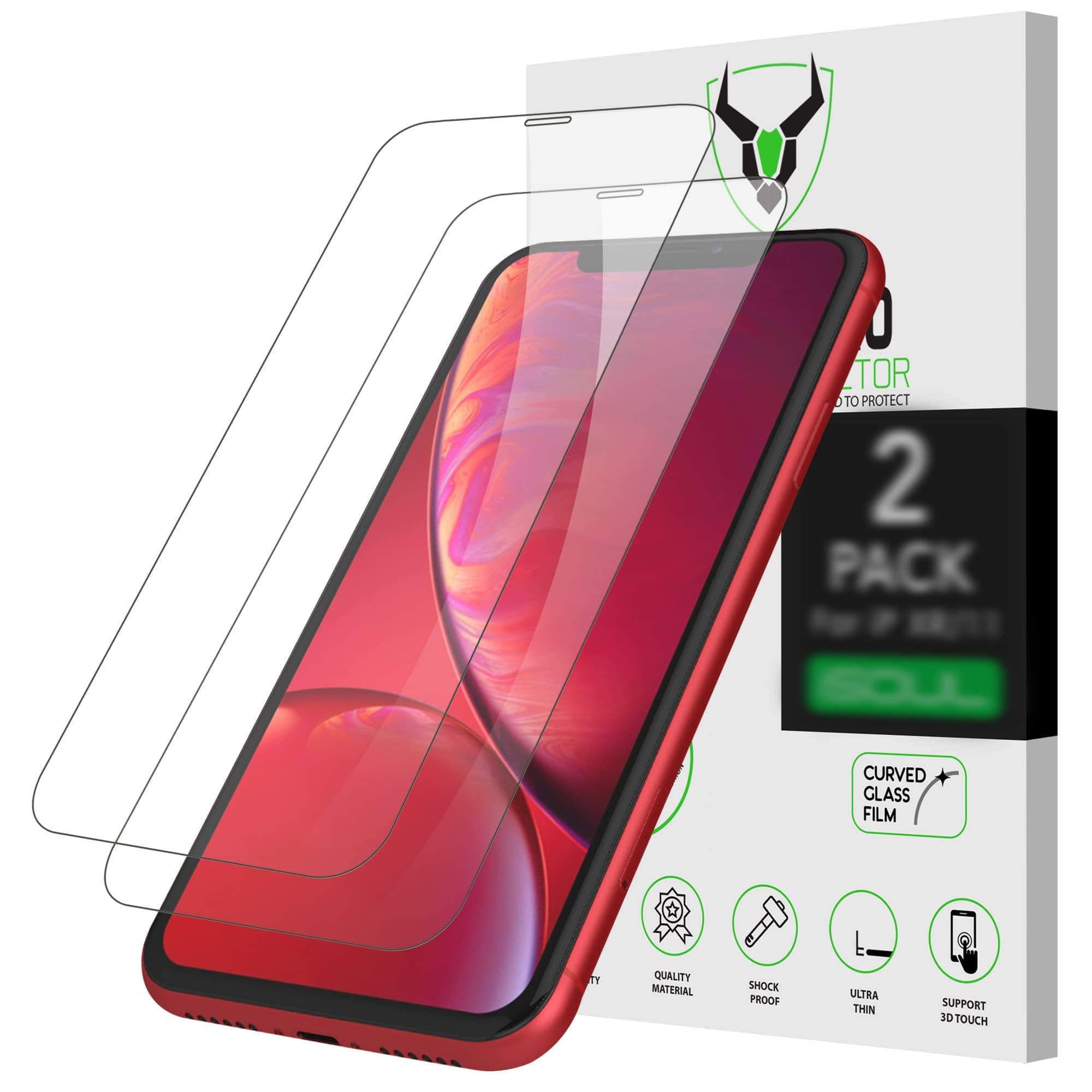 iSOUL2-Pack Screen Protector for iPhone 11 and iPhone XR - 6.1-Inch Tempered Glass Film, Case Friendly & Easy Installation