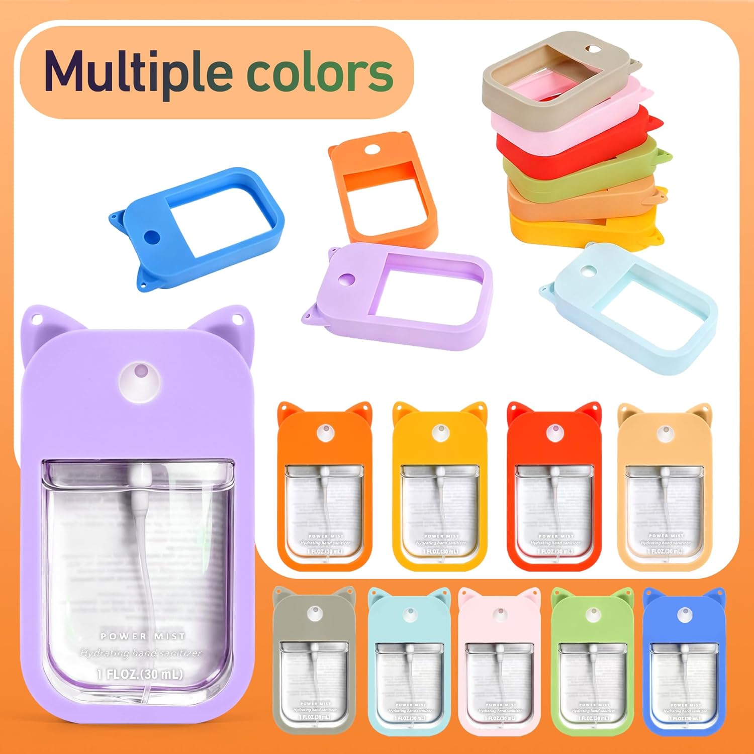 Oudizz Silicone Case Compatible with Touchland Hand Sanitizer Spray (for 1 FL OZ/30 mL Ver) Portable keychain Protective and Stylish Cute Travel Cover Sleeve - Image 5