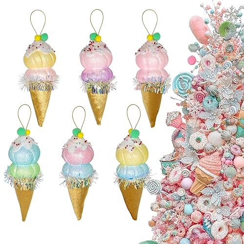 6Pcs 6.3inch Christmas Ice Cream Candy Land Ornaments Decoraion,Hanging Candy