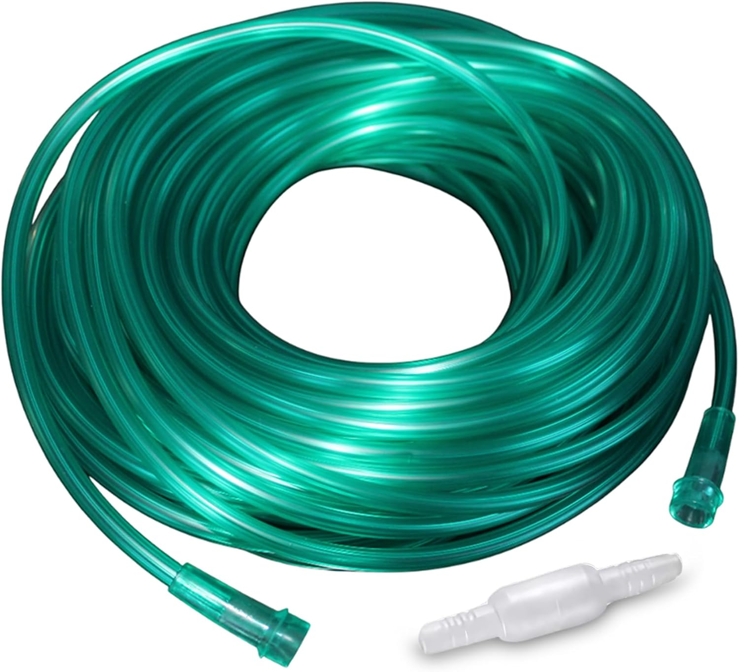 Bistras Oxygen Tubing 50FT Green Crush Resistant Non Kinking for Cannula Nasal Tubing and Oxygen Concentrator with Standard End Connectors, Swivel Connectors Included,1-Pack