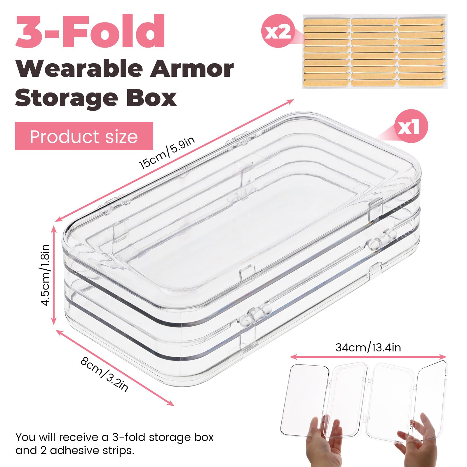 LELE LIFE Quad Fold Press On Nail Packaging Box, Foldable Clear Organizer Case with 6 Storage Sides - Image 2