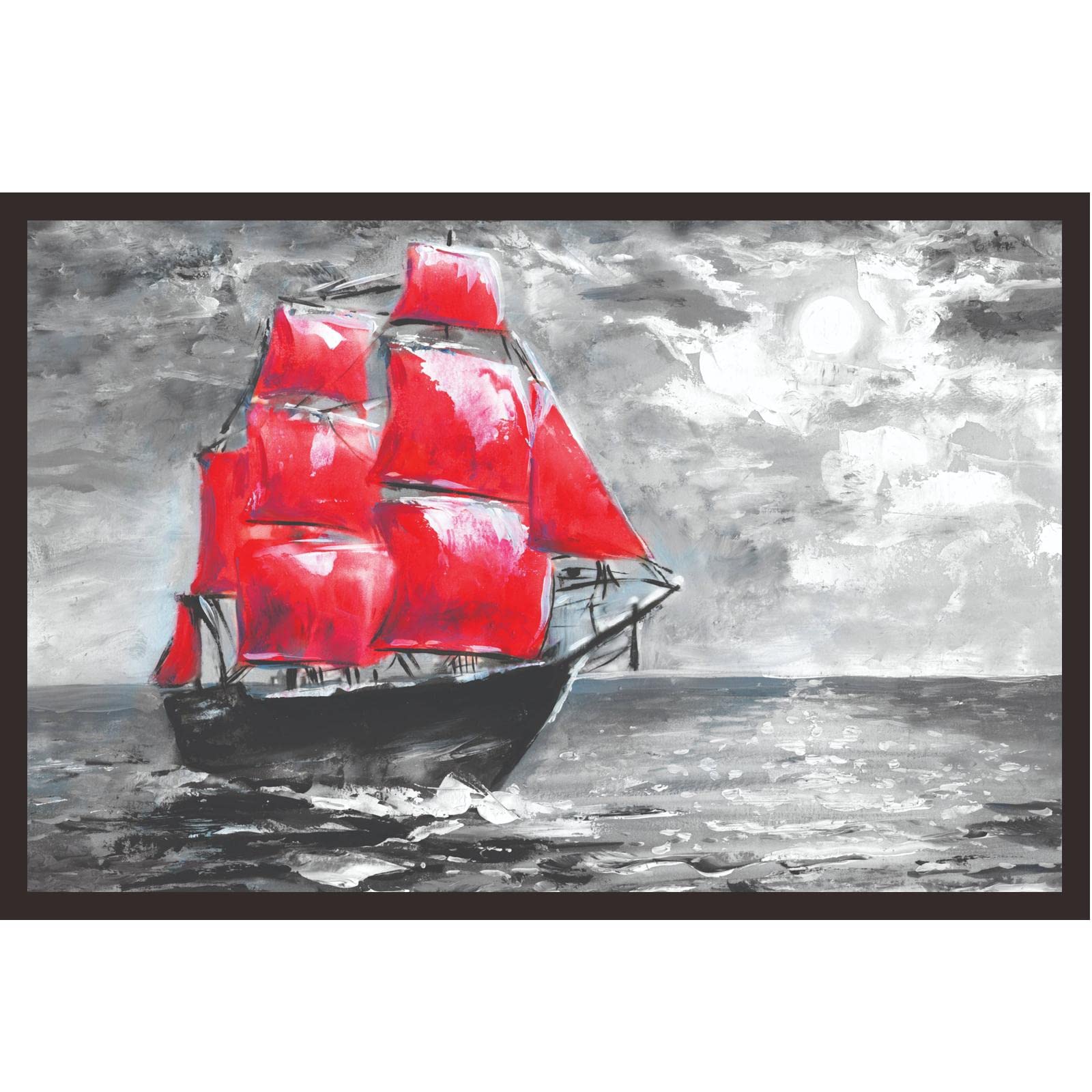 Mad Masters Sea Scenery Ocean Painting Aesthetic Hanging Photo Frame Decorative Item Home Decoration and Wall Decor for Living Room and Bedroom (MM 1475, 8x12 Inch, Canvas, Without Plexi Glass)