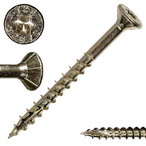 Saberdrive Star Drive - Tornillos de construcción multiusos #8 x 1-34 pulgadas, 1 libra, aproximadamente 166 piezas, tornillos de madera duraderos,