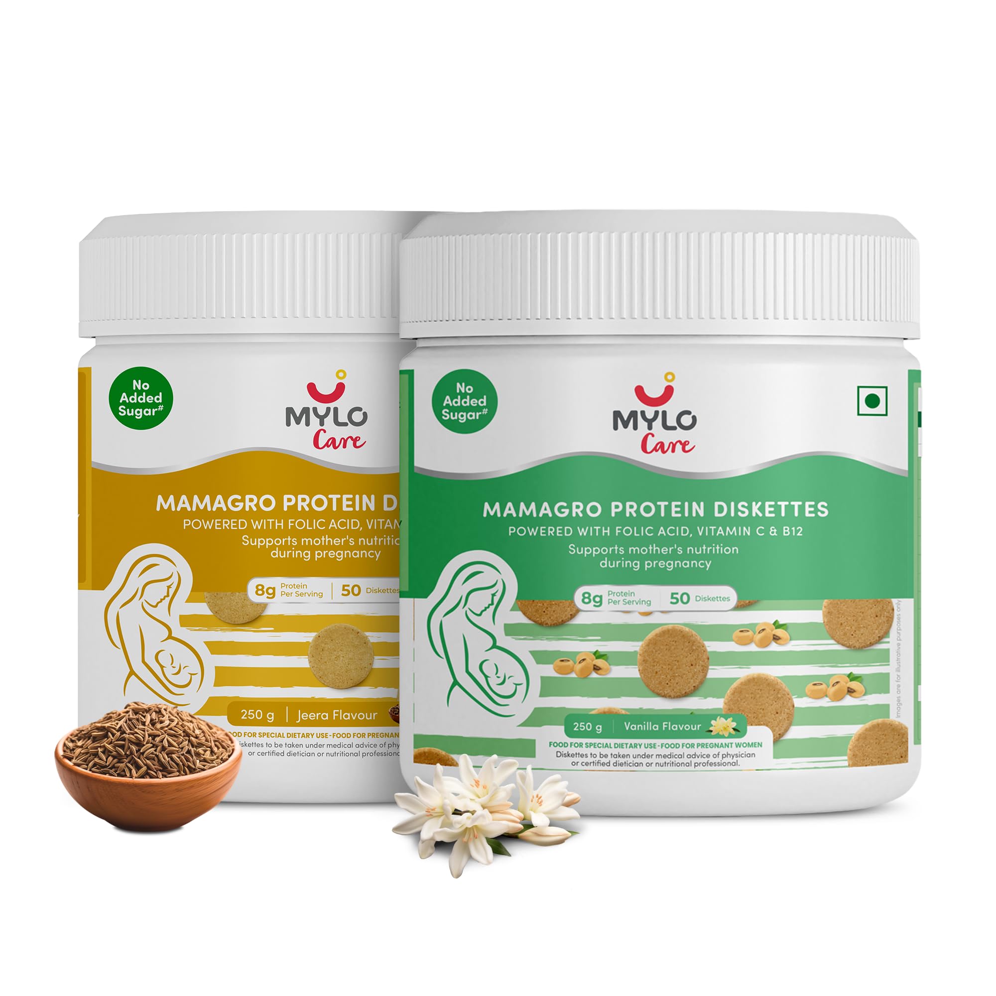 Mylo Care MamaGro Protein Diskettes | High Protein Snack for Pregnant Women | Supports Baby Growth, Placenta Development & Daily Nutrition | 250g (250 g (Pack of 3), Vanilla & Jeera & Chocolate) — Amazon image 11