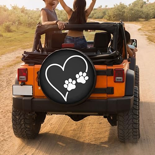 Miniatura 4 de Foruidea Paws - Cubierta de neumático de repuesto para perro, gato, corazón, a prueba de polvo, para remolque, RV, SUV y muchos vehículos, 16