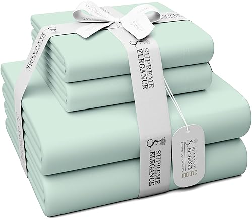 Miniatura 9 de Sábanas 100% de algodón egipcio, tamaño matrimonial, juego de sábanas de 1000 hilos crudo de 4 piezas, tejido satinado, resistente a las arrugas,