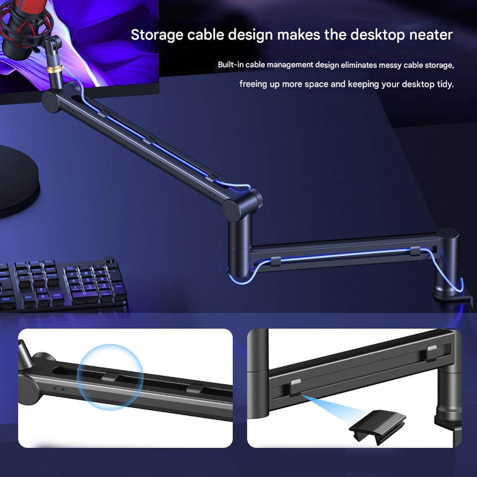 Soporte de metal para micrófono, brazo articulado para configuraciones de video profesionales, soporte de micrófono de metal