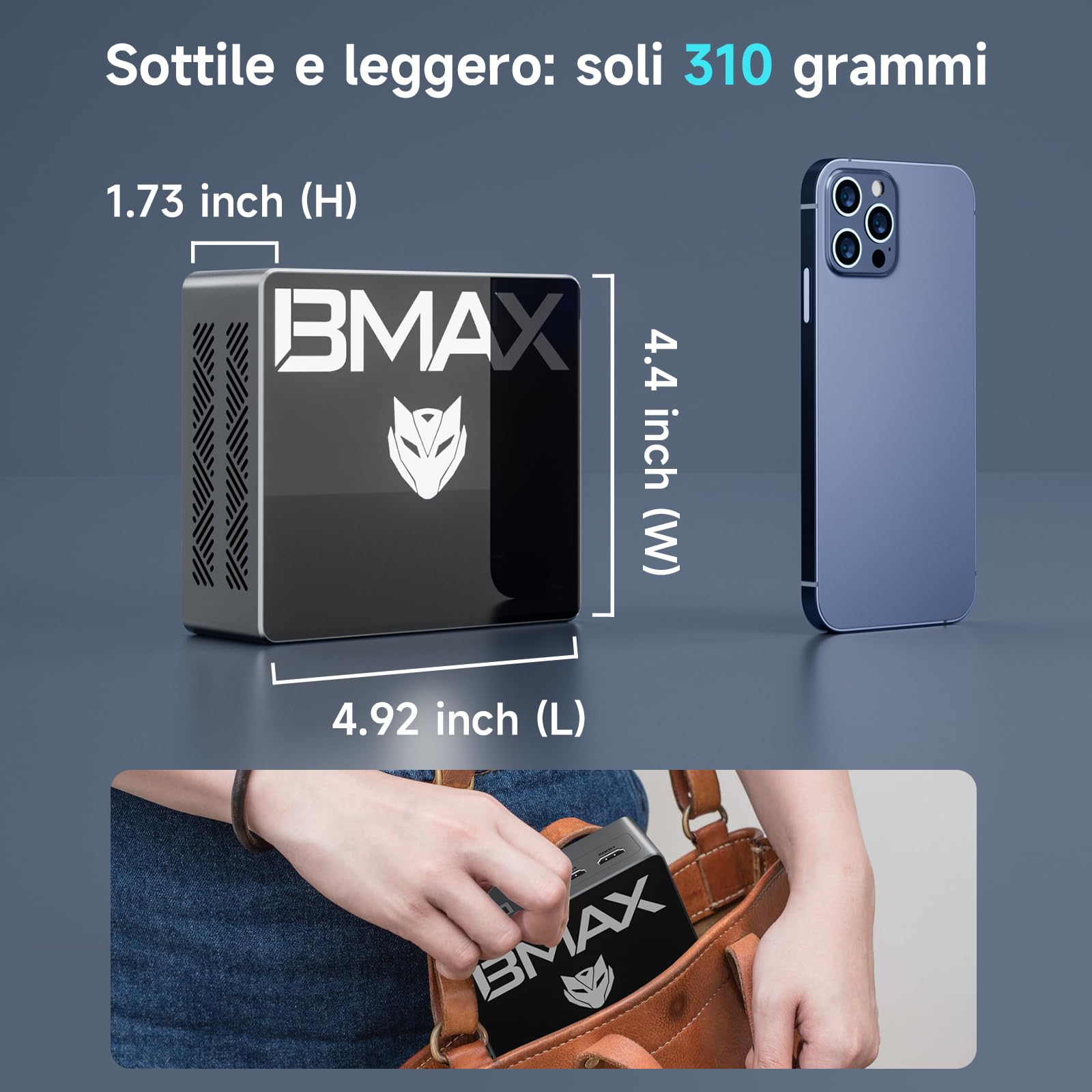 BMAX Mini PC Intel N97 (fino a 3,6 Ghz) 16GB RAM 512GB M.2 SSD Win 11 Pro B4Pro Micro Desktop Computer con 4K HDMI/Gigabit Ethernet/WiFi 5/ Bluetooth 4.2/ USB 3.2 Office Business VESA