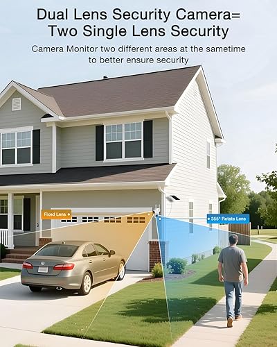Miniatura 3 de ANRAN Cámara de seguridad solar de doble lente, cámara inalámbrica de 3MP para exteriores para seguridad del hogar, 100% sin cables con panel solar