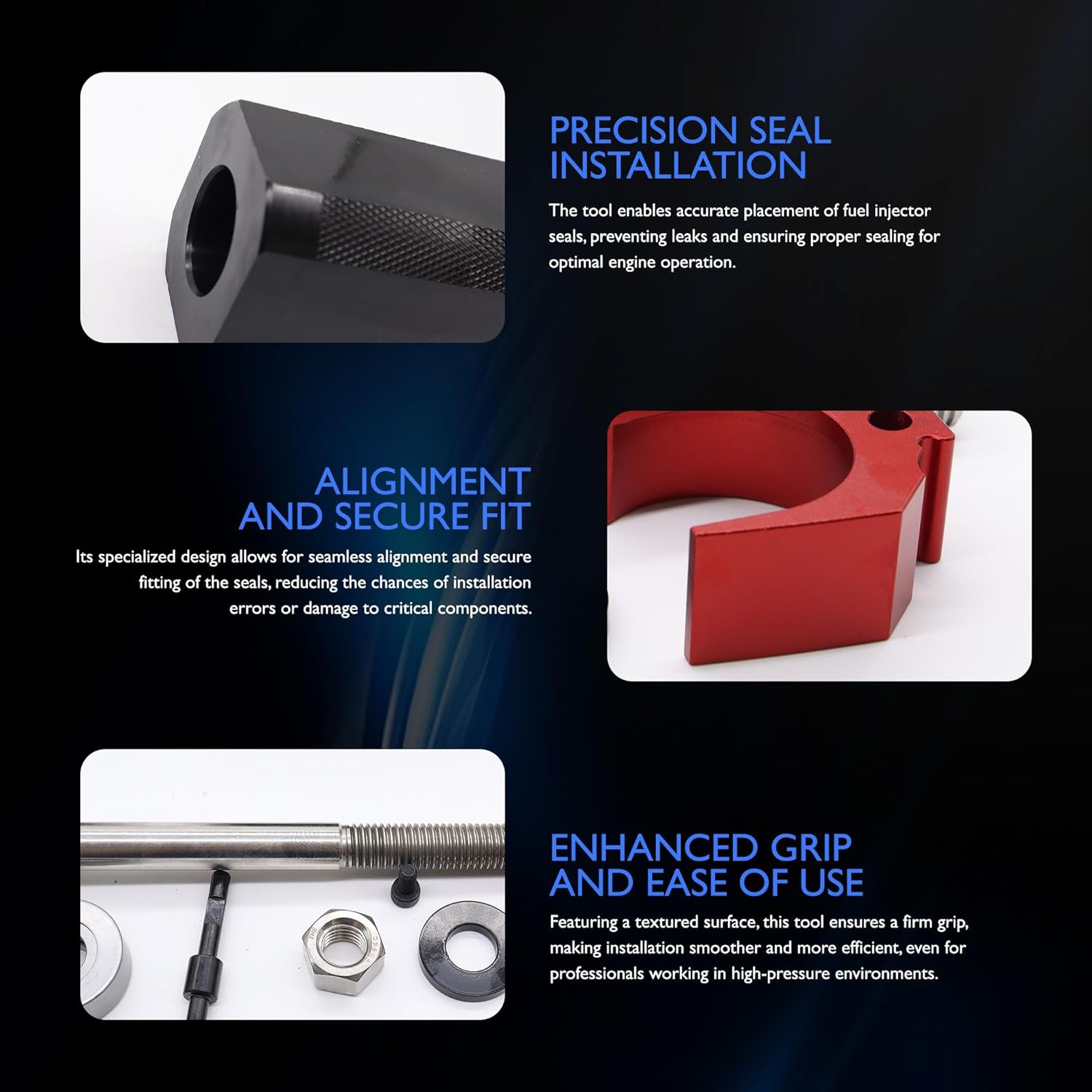 HiSport Fuel Injector Seal Install Tools for 9U-6891 CAT 3406E/C-15/C-16 Engines - 9U-6891 Injector Sleeve Remover Installer Set 8 PCS Include Injector Height Tool and Engine Barring Socket