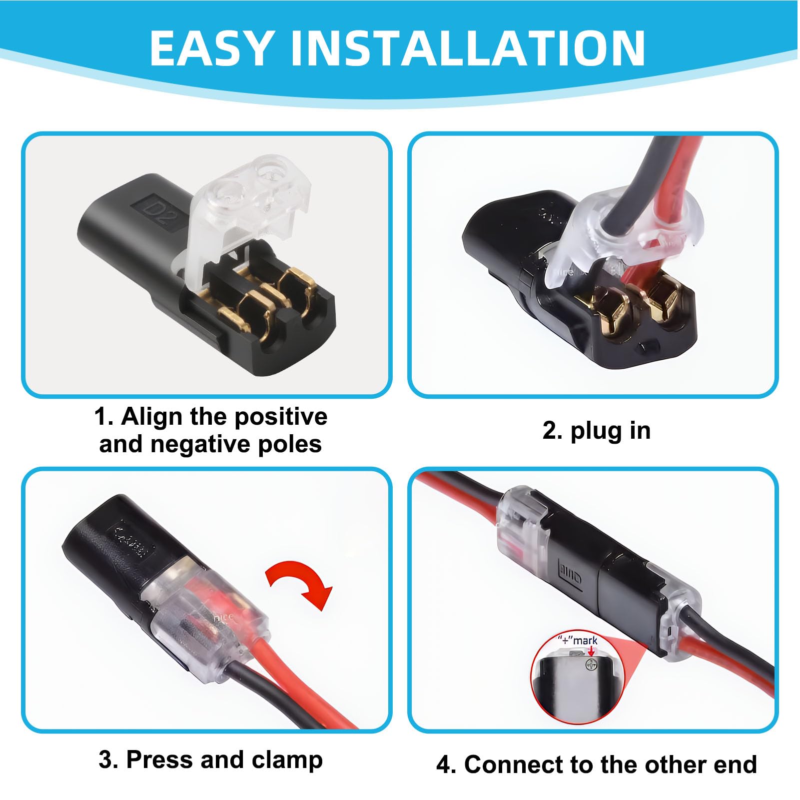 45 Piezas Conectores De Cable De Coche Impermeables 2 Pines 12 V Conectores De Conexión Rápida,Impermeables Y Resistentes Al Calor Para Cables 18-22 AWG Adecuado Para Coches,Camiones,Kayaks Y Barcos
