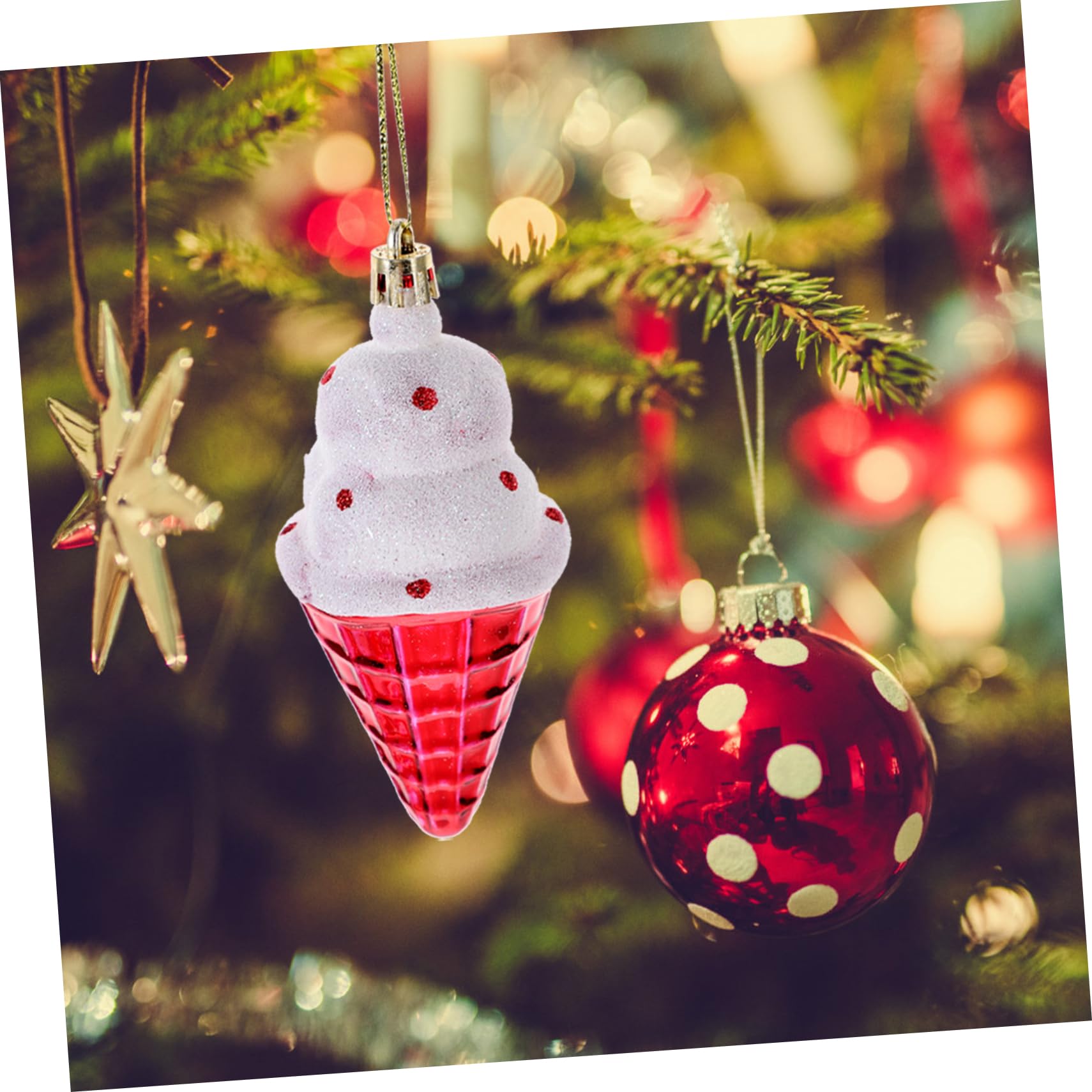 Alipis 18 Pollici Ciondolo gelato ornamento appeso a forma di stella di Babbo Natale decorazioni da appendere all'albero di Natale decorazioni natalizie pendenti natalizi Decori sospesi