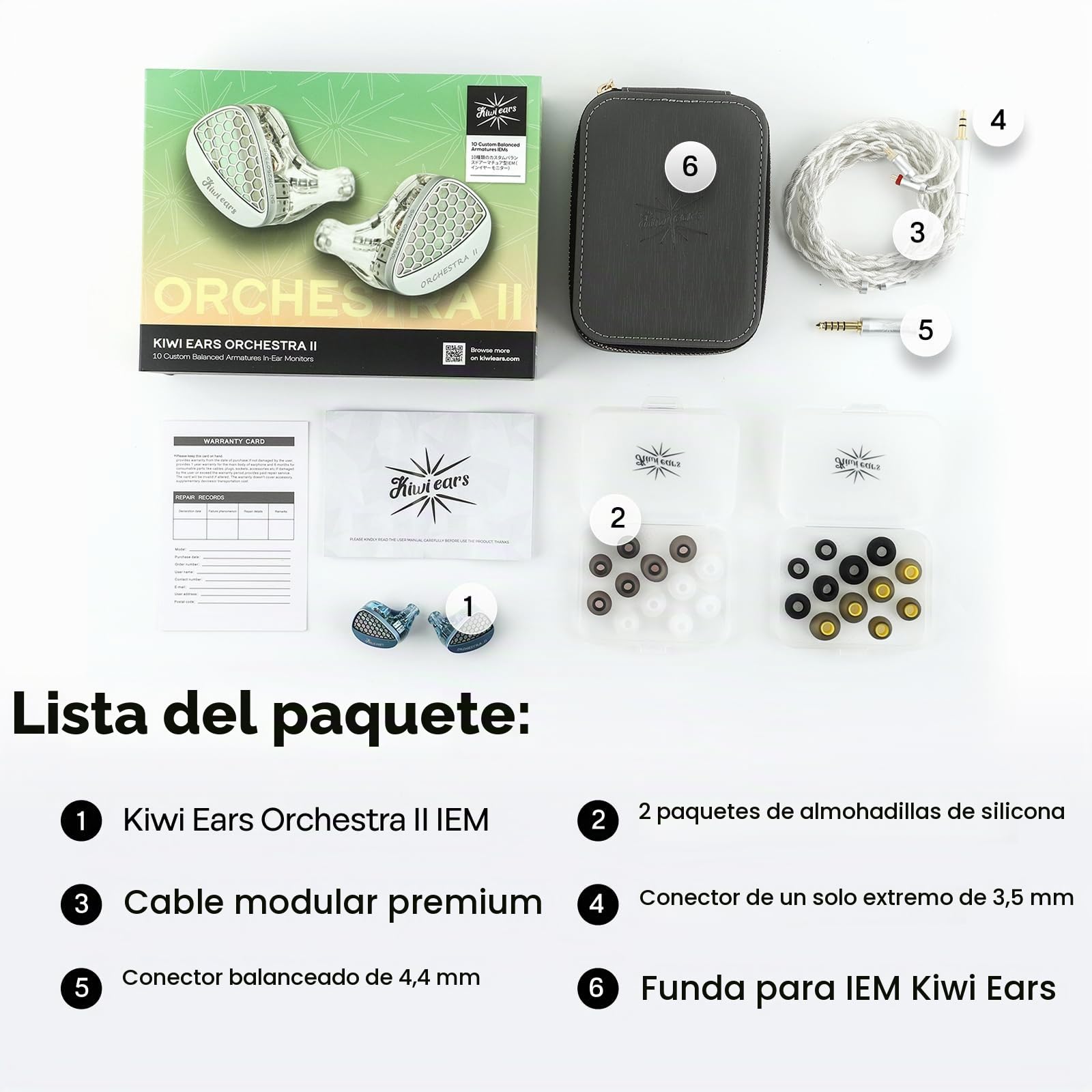 Linsoul Kiwi Ears Orchestra II 10BA In Ear Monitor Profesional,Auriculares IEM con Cable HiFi con Equilibrio Tonal Superlativo,Carcasa Artesanal para Todos los Individuos y Géneros Musicales (Azul)
