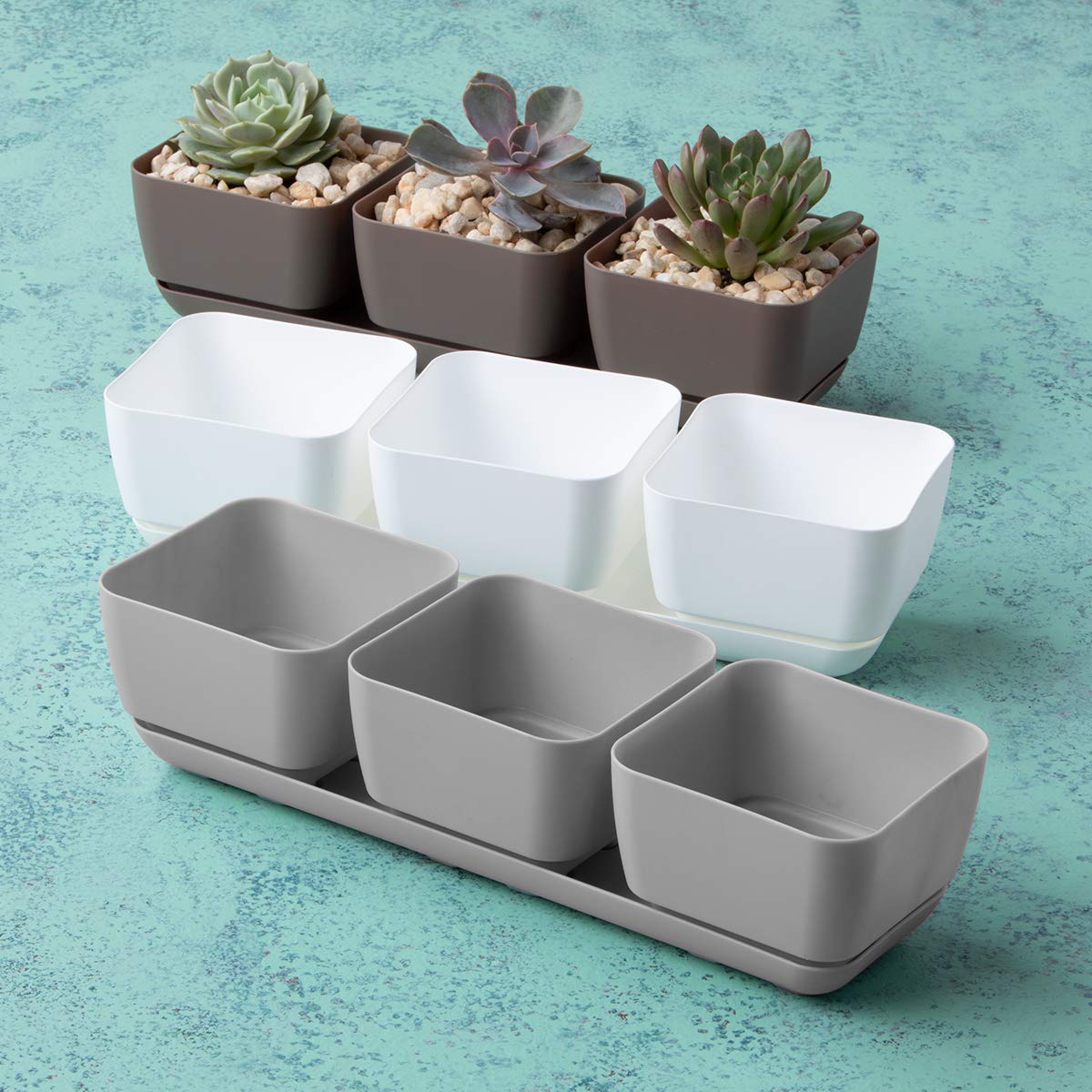 Amazon.com: Novelty 10010 Herb & Succulent Trio Planter, Gray
