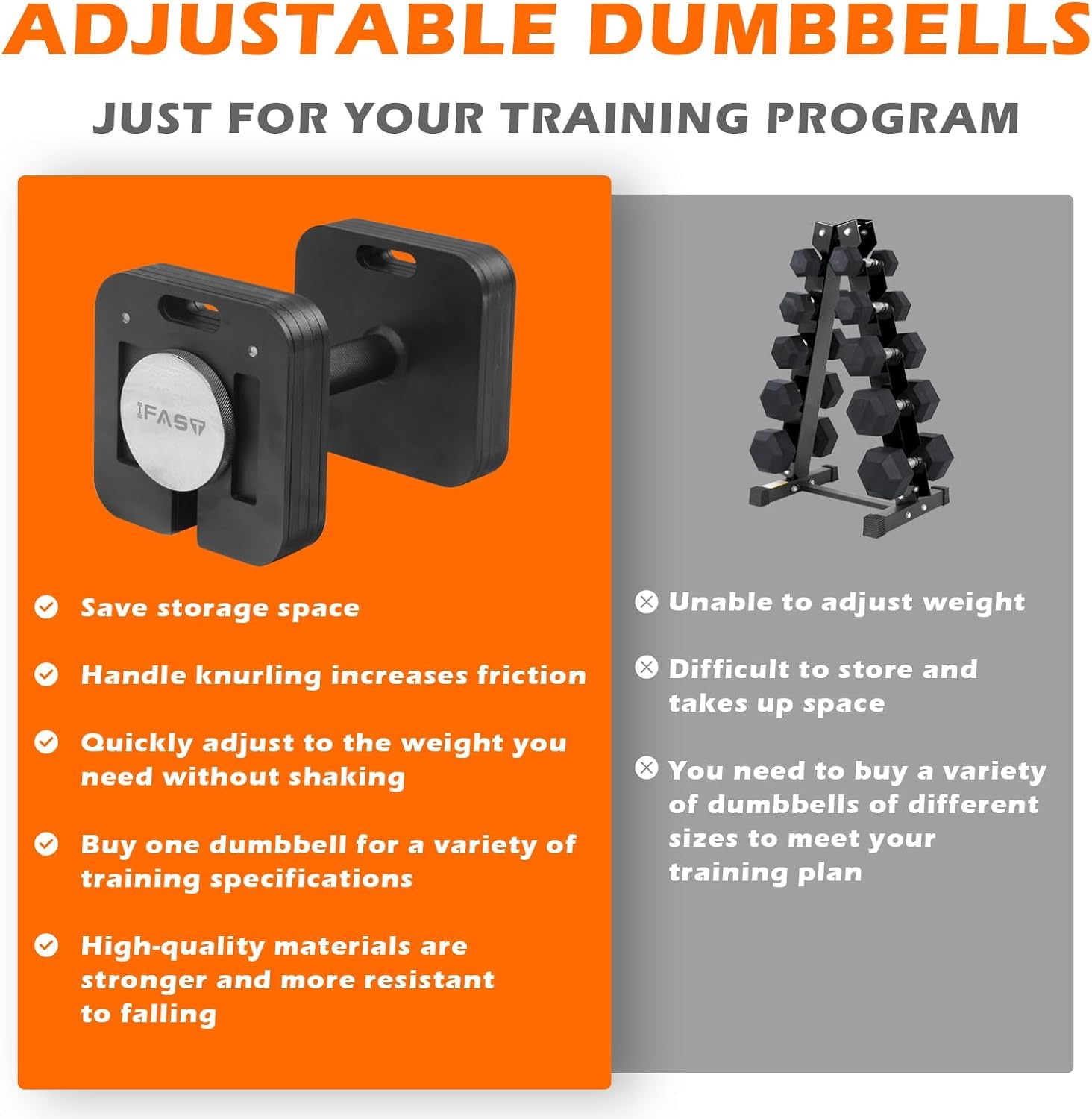 80LB Adjustable Dumbbell - 9-in-1 Single Dumbbye with Quick-Lock System, Multi-Weight Free Weights for Home Gym & Strength Training