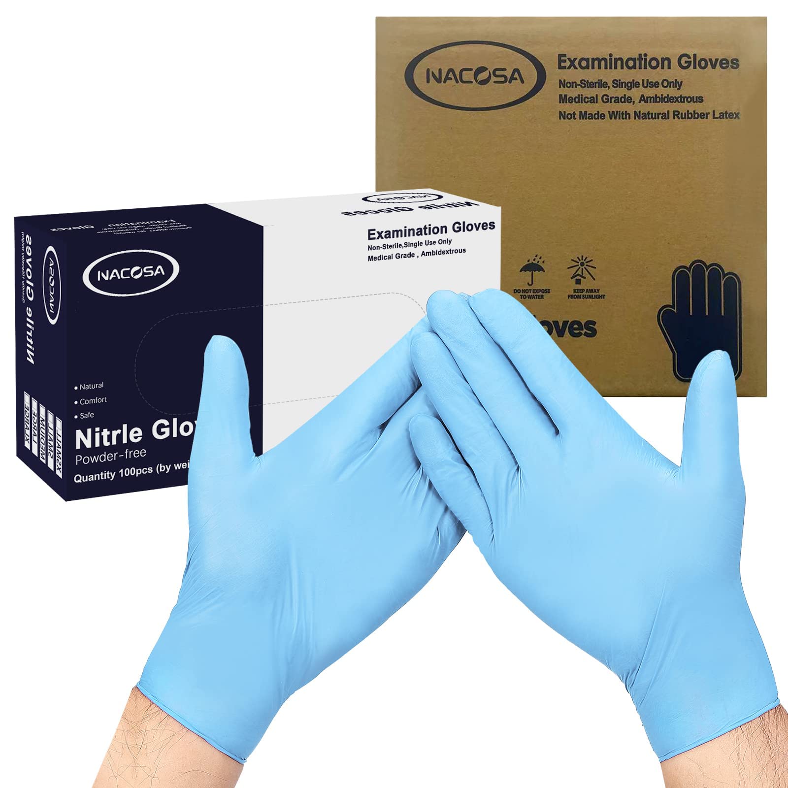 Nitrile Gloves 1000 M/L/XL Disposable Gloves Latex Free Powder Free Medical Exam Glove,Grade 4 Mil,Blue,Bulk(Case of 1000)
