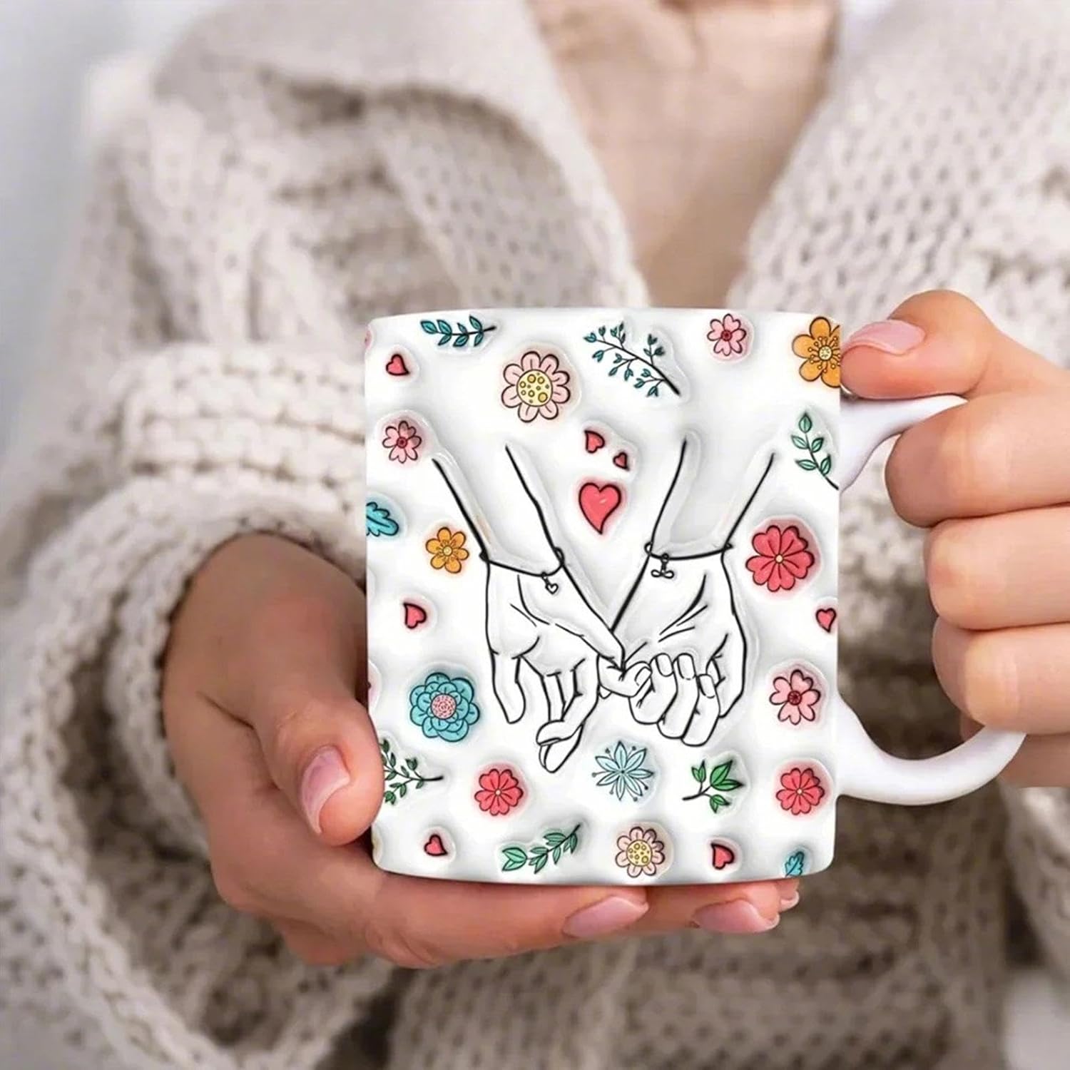 Coffee Cup for Couples,Ceramic Milk Cup with Pattern | Flower Beverage Mug for Hot Beverage, Cappuccino, Tea, Latte, Wine 7 71guU1DDKKL. AC SL1500