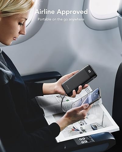 Miniatura 42 de charmast Cargador portátil con cables incorporados, banco de energía con cables, batería delgada de viaje de 10000 mAh, 6 salidas 3 entradas 3 A, C