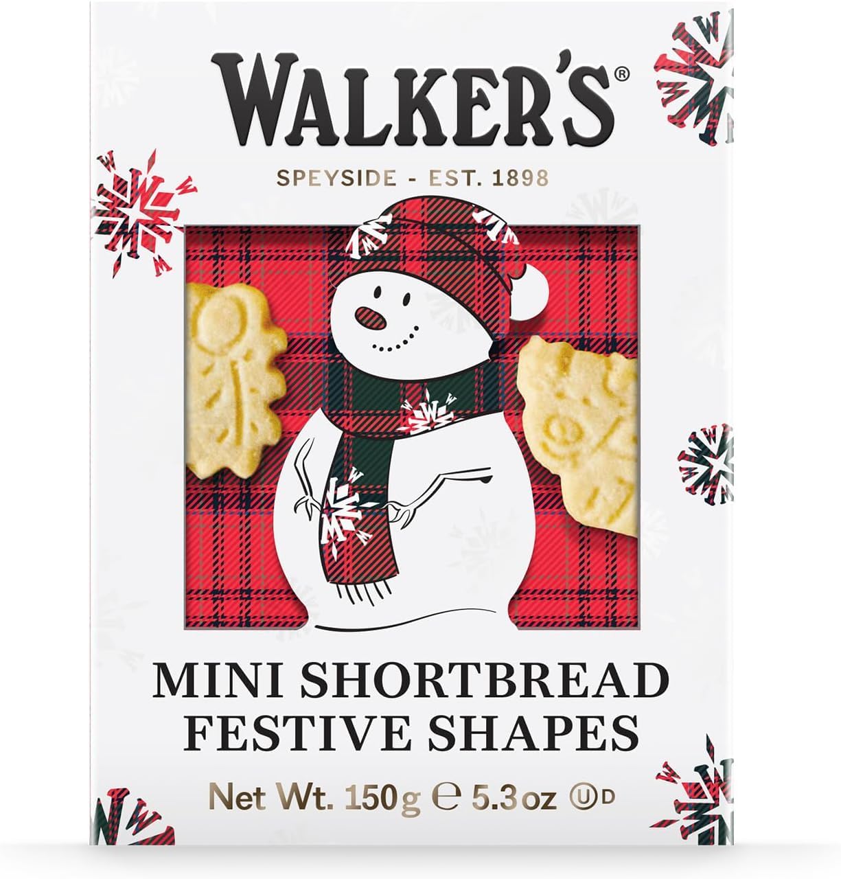 Walker's Shortbread Snowman Mini Festive Shapes Holiday Box, Pure Butter Shortbread Cookies, 5.3 Oz Box