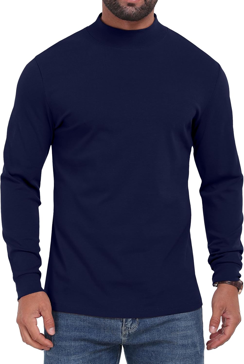 Sailwind Men's Mock Turtleneck Long Sleeve Shirt Cotton Basic Thermal Undershirt Lightweight Pullover - Image 5