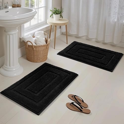 Miniatura 8 de GRANNY SAYS Alfombras de baño grises, 16 x 24 pulgadas, alfombras de baño pequeñas antideslizantes, alfombras de baño lavables para baño, tapetes de
