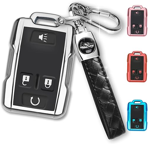 Funda para llavero Chevy con llavero, funda protectora para llave de automóvil para Chevrolet Chevy Silverado Colorado GMC Sierra Canyon Yukon Tahoe