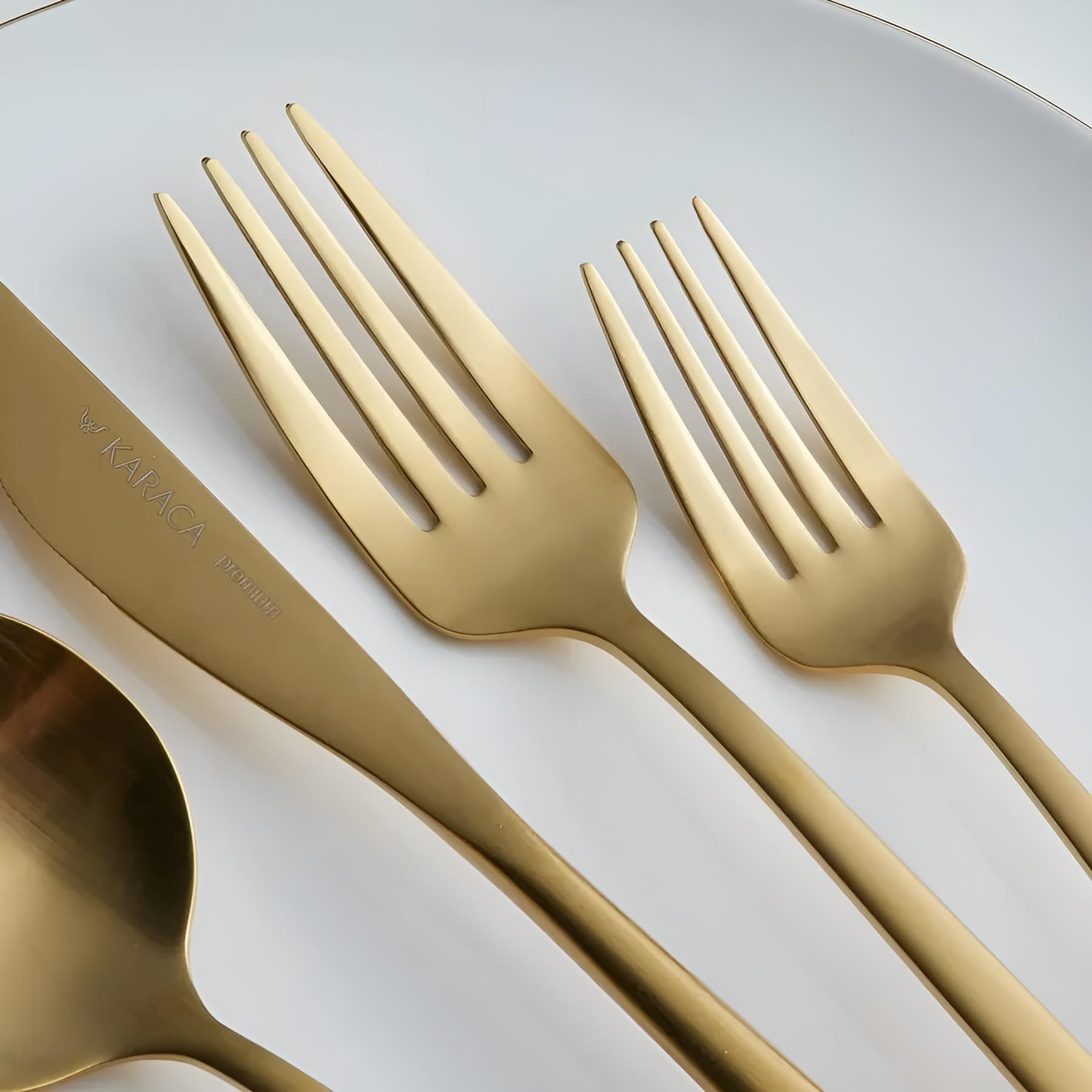 Set De Couverts Karaca Orion Platine 30 Pièces Pour 6 Personnes - Acier, Design Moderne Ovale, Inclus Couteaux, Cuillères, Fourchettes