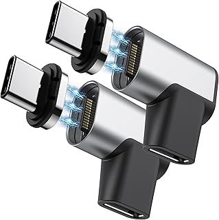 USB C Magnetic Adapter 24Pins Type C Connector Right Angle Support USB PD 100W Quick Charge, 10Gb/s Data Transfer and 4K@60 Hz Video Output Compatible with MacBook Pro/Air and More Type C Devices