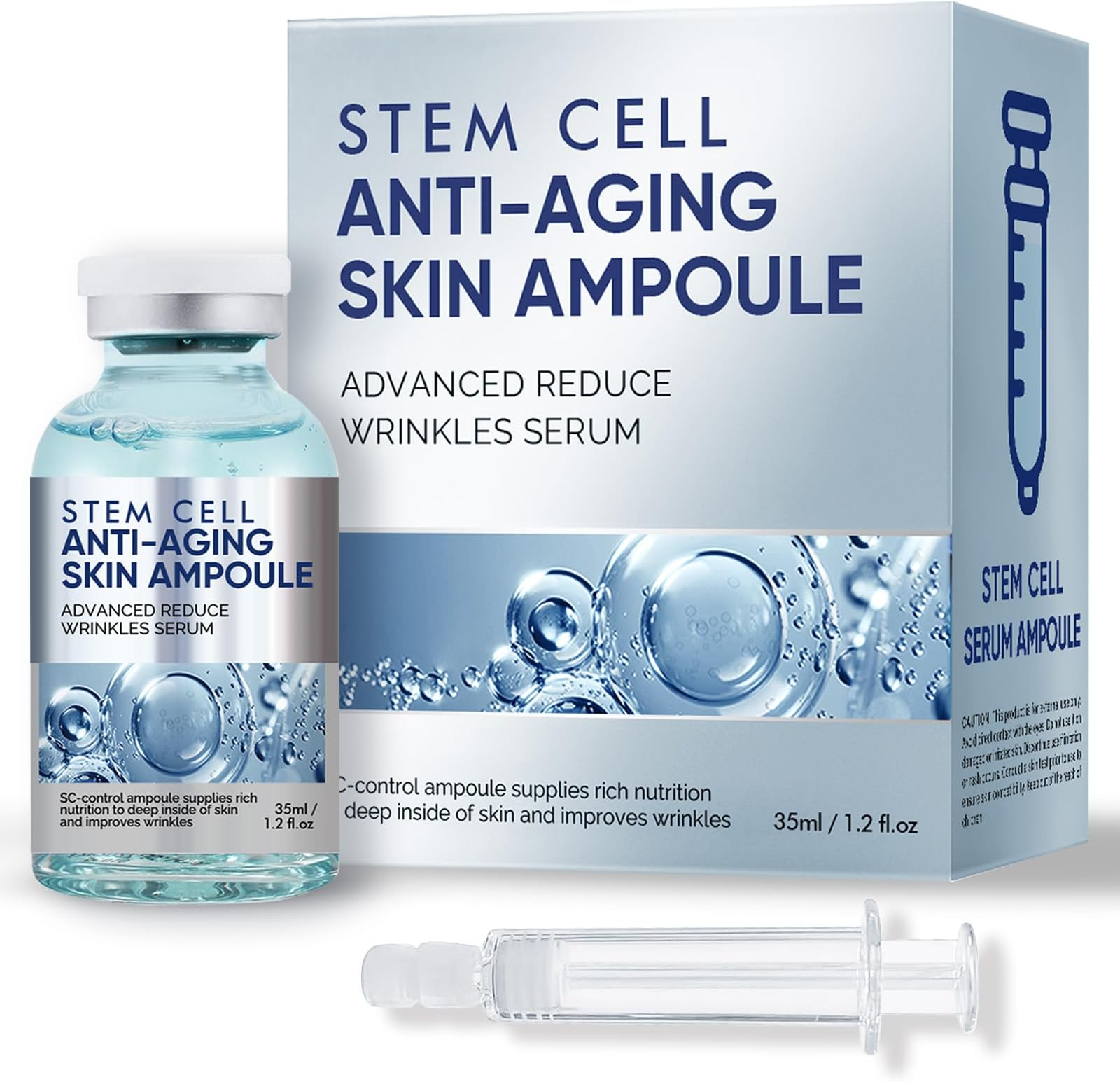 Stem Cell Serum for Face, Microneedling Serum, Stem Cell Solution Ampoule to Use with and without Micro Needling, Anti Aging & Smooth Wrinkles, 35 ML