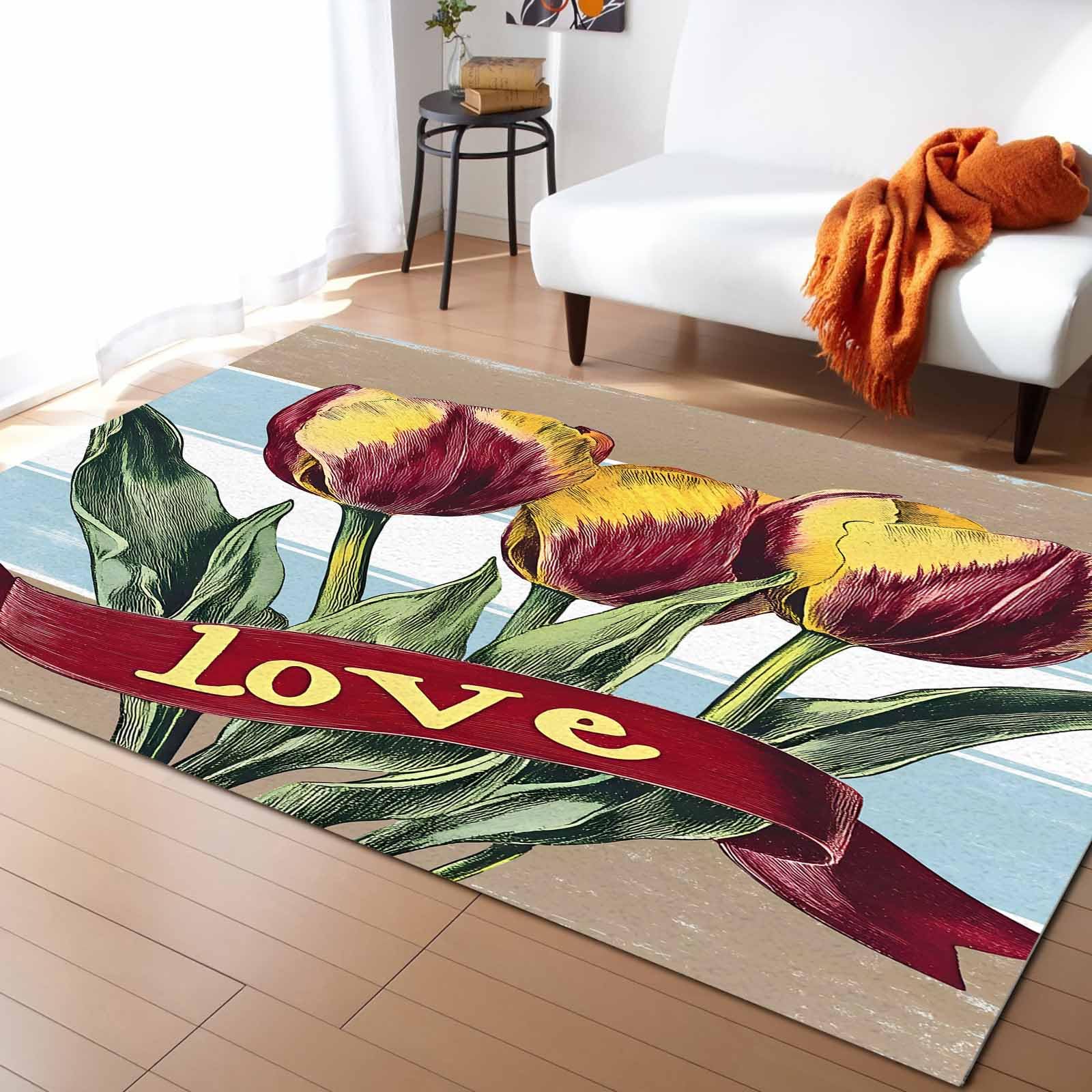 Amazon.com: Luxury Tulip Floral Large Area Rug 5' x 7' Washable
