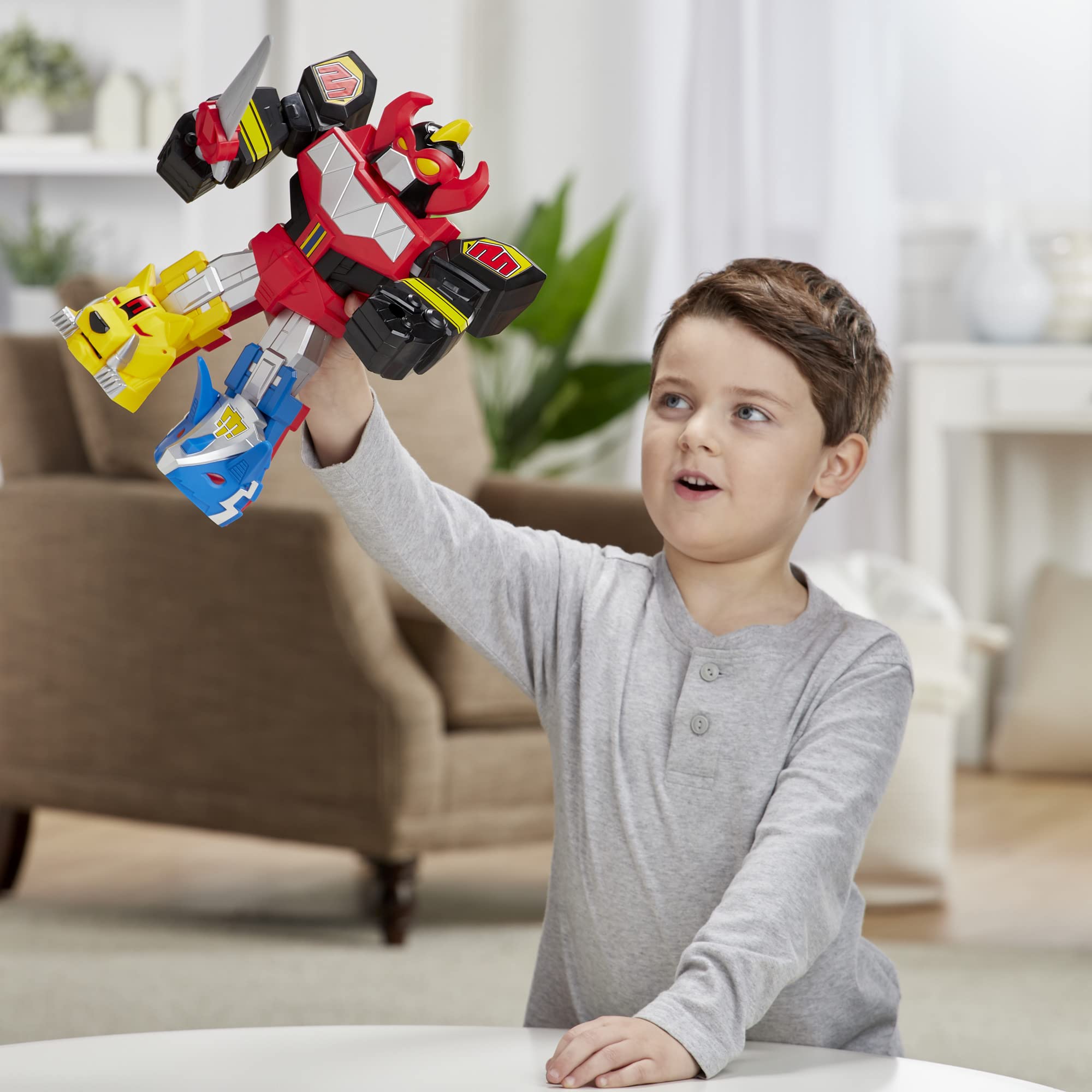 Power Rangers Playskool Heroes Mega Mighties Megazord Figura de acción, juguete Mighty Morphin de 12 pulgadas para niños a partir de 3 años(E6361)