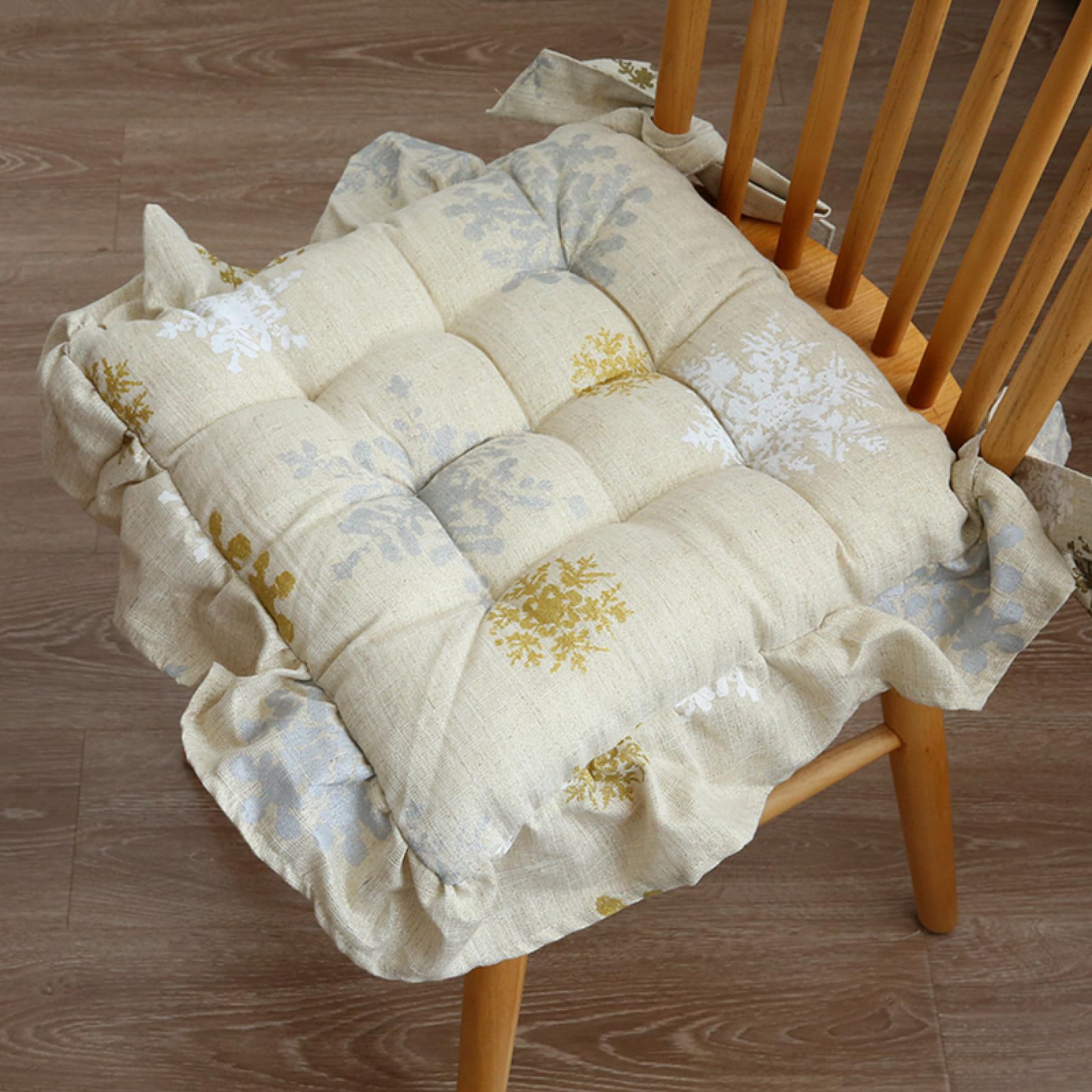 Coussin de chaise pour salle à manger anti assise dure rembourré volants coton lin