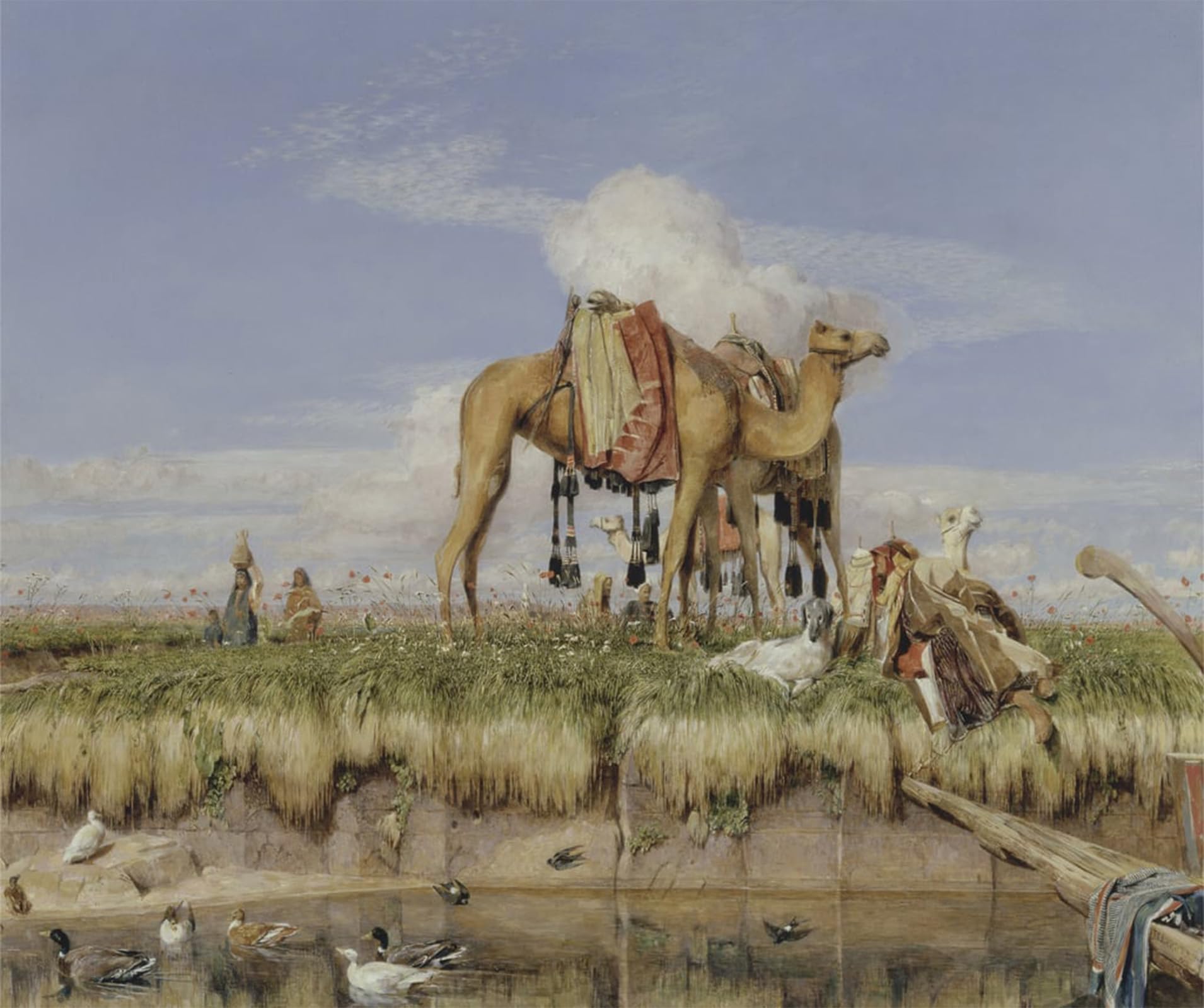 SERENDIPITP Retro Picture Poster Wall Art Pictures Painting on the Banks of the Nile Upper Egypt by John Frederick Lewis Wall Art Canvas Print for Wall Decor 60x90cm