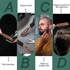 NICEMOVIC Barber Accessories: 10-Piece Mini Brush Set for Blade Trimmer Cleaning, Hair Styling, and Manicure (Brown)