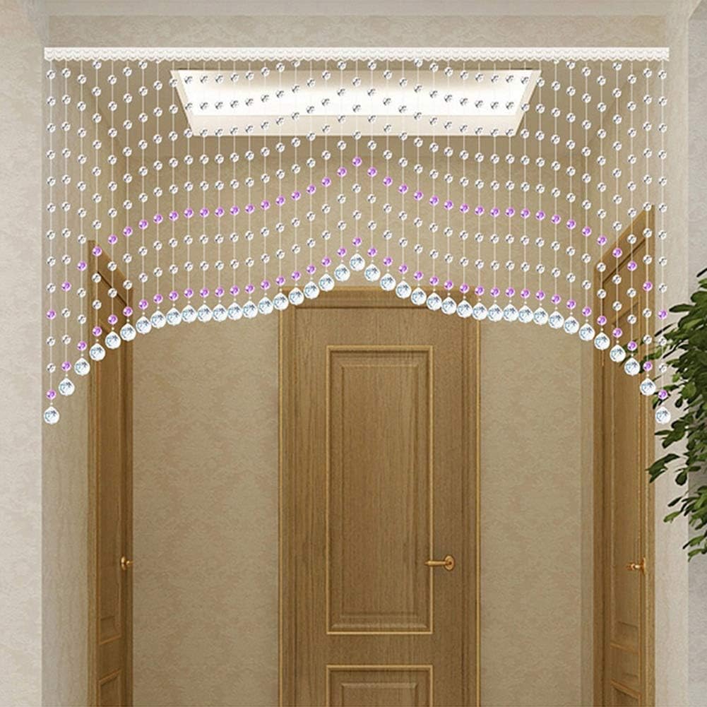 OKUOKA Curtains Bead Curtain Crystal Door Curtain Living Room Cut Off Entrance Decoration Arc Do Not Fade, A Variety of Styles Sizes Customizable (Color : B, Size : 70x50cm)