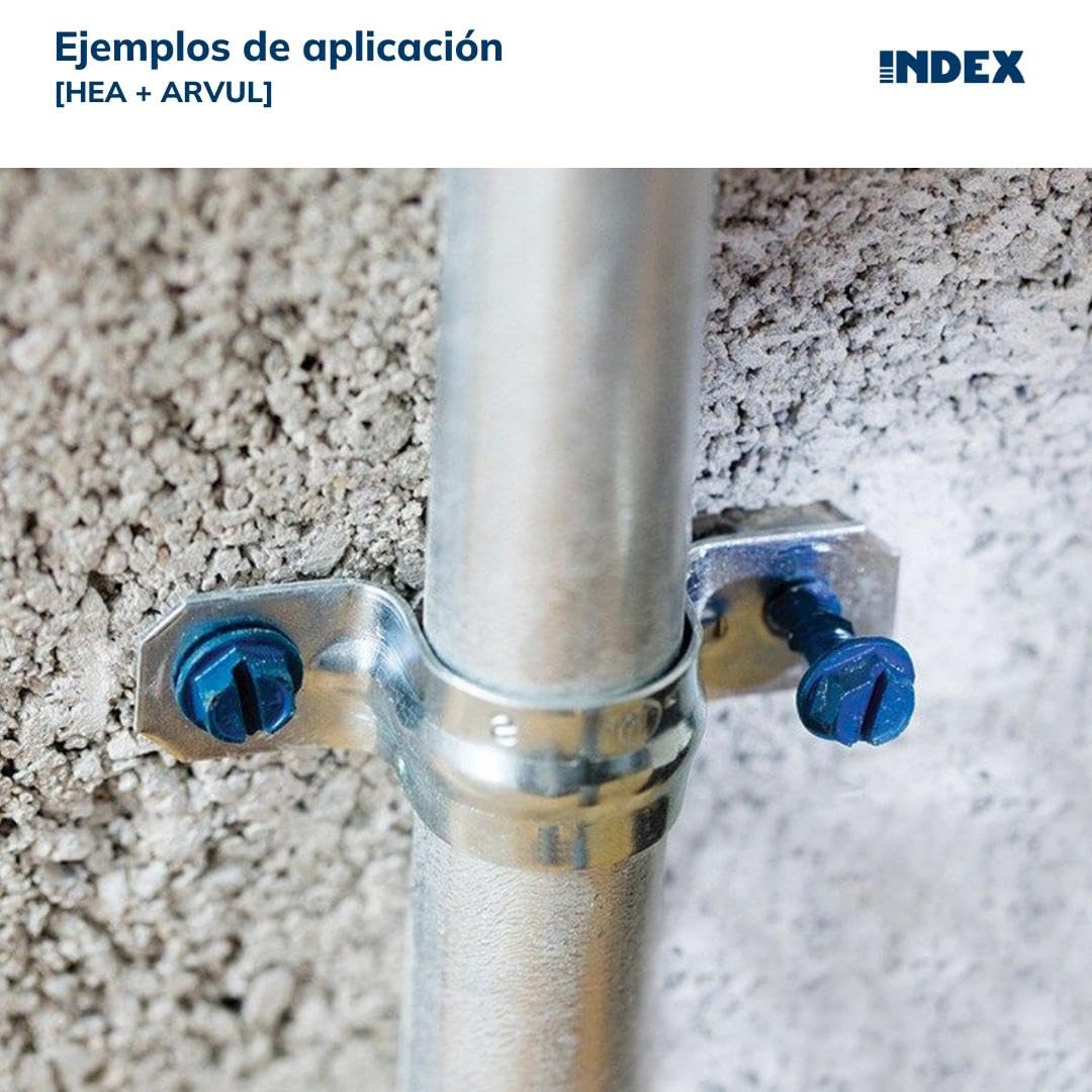 Index HE1665045 - Tornillo hormigon cabeza hexagonal punta diamante galvanizado azul con arandela P-16 6,5 x 045
