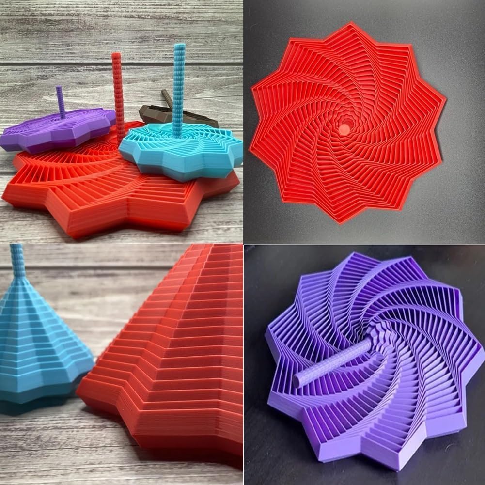Estrella Sensorial Expandida Impresa En 3D – Con Mango Ergonómico – Giratoria Y Silenciosa – Juguete Antiestrés Para Niños Y Adultos