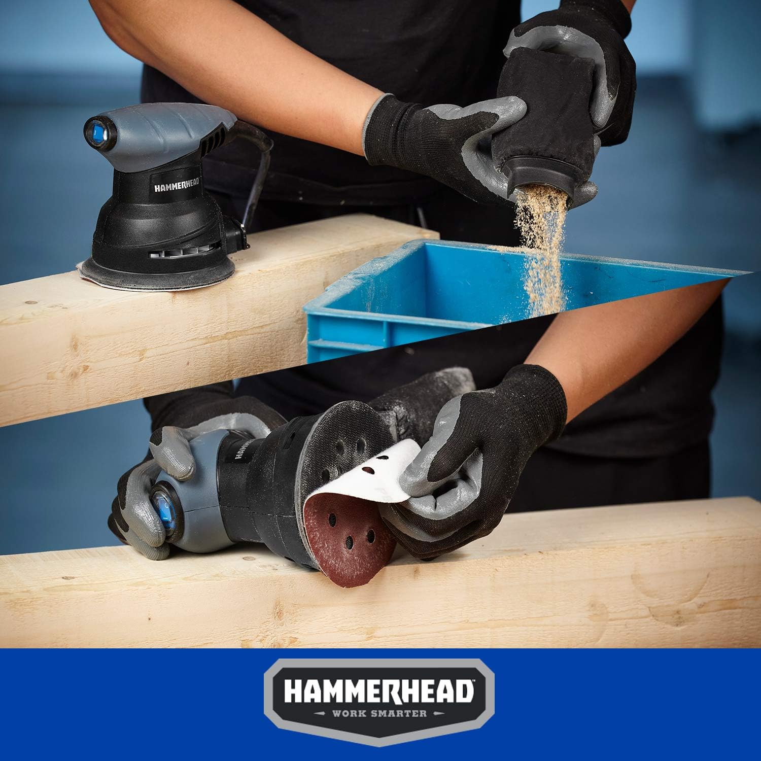 Hammerhead 2.0-Amp 5-Inch Random Orbit Sander with 12pcs Sanding Paper – HAOS020 - - 
