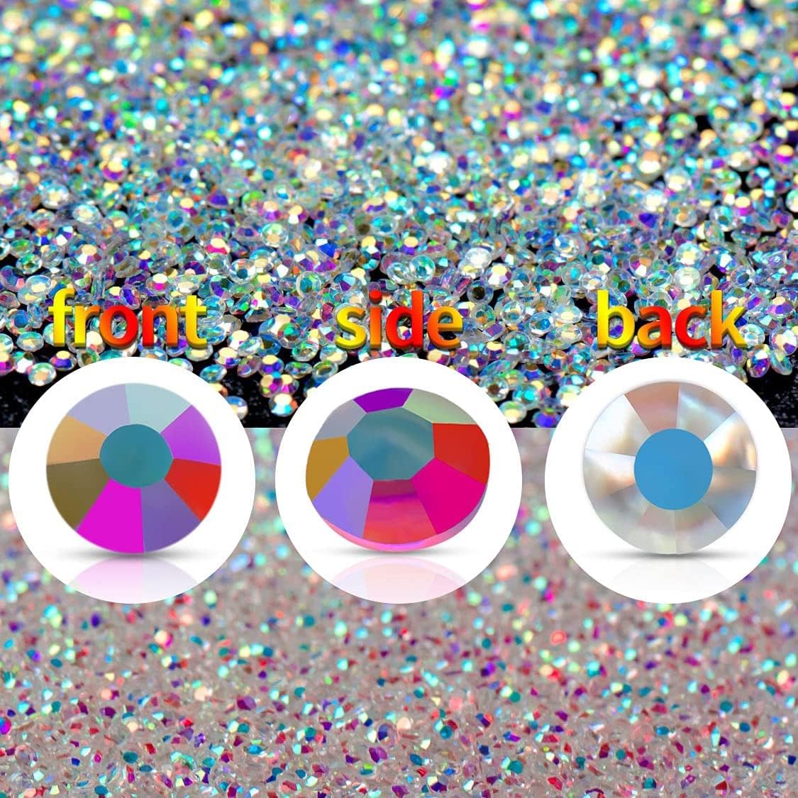 5000Pcs Nail Art Rhinestones Sharp Bottom Micro Gems Shiny Ab Colorful Design Mini Beads for 3D DIY Nail Decoration