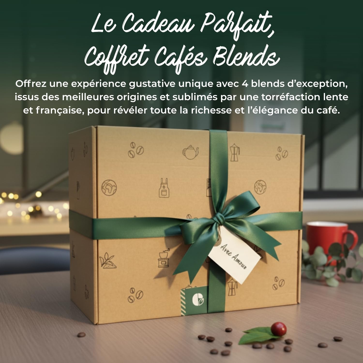 Café Bonnac – Coffret Découverte Cafés Blends – Café en Grain – 4x250g – 100% Arabica – Origines Éthiopie, Brésil & Colombie – Torréfaction Artisanale Française – Idéal Cadeau