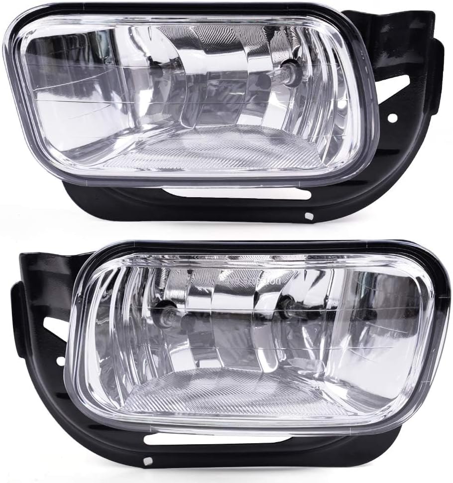 PIT66 Front Bumper Fog Lights w/Bulbs Assembly Compatible with Dodge Ram 2500/3500 2009-2017 Fit Ram 1500 2009-2012 Fog Lamps Clear Lens Left & Right side