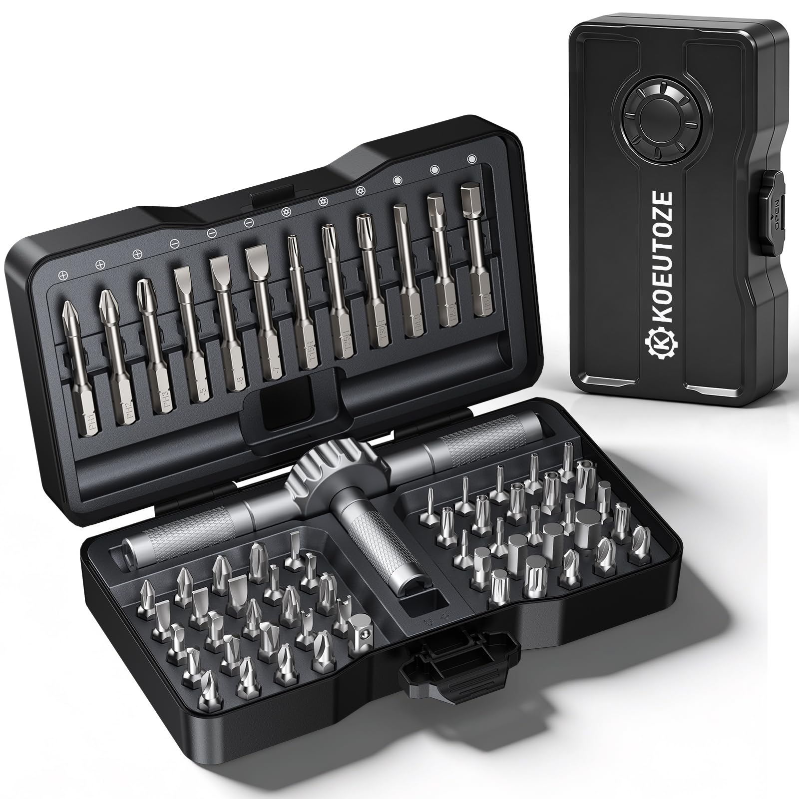 Koeutoze 66 in 1 Magnetic Screwdriver Set – Premium Ratchet Screwdriver Kit with S2 Steel Bits & Ergonomic Aluminium Handle – Compact Magnetic Screwdriver Tool for Furniture, DIY Repair, Car & Home