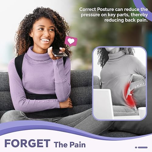 Miniatura 6 de Corrector de postura para mujeres y hombres con soporte lumbar ajustable, alivio del dolor de espalda superior y inferior para escoliosis ciática