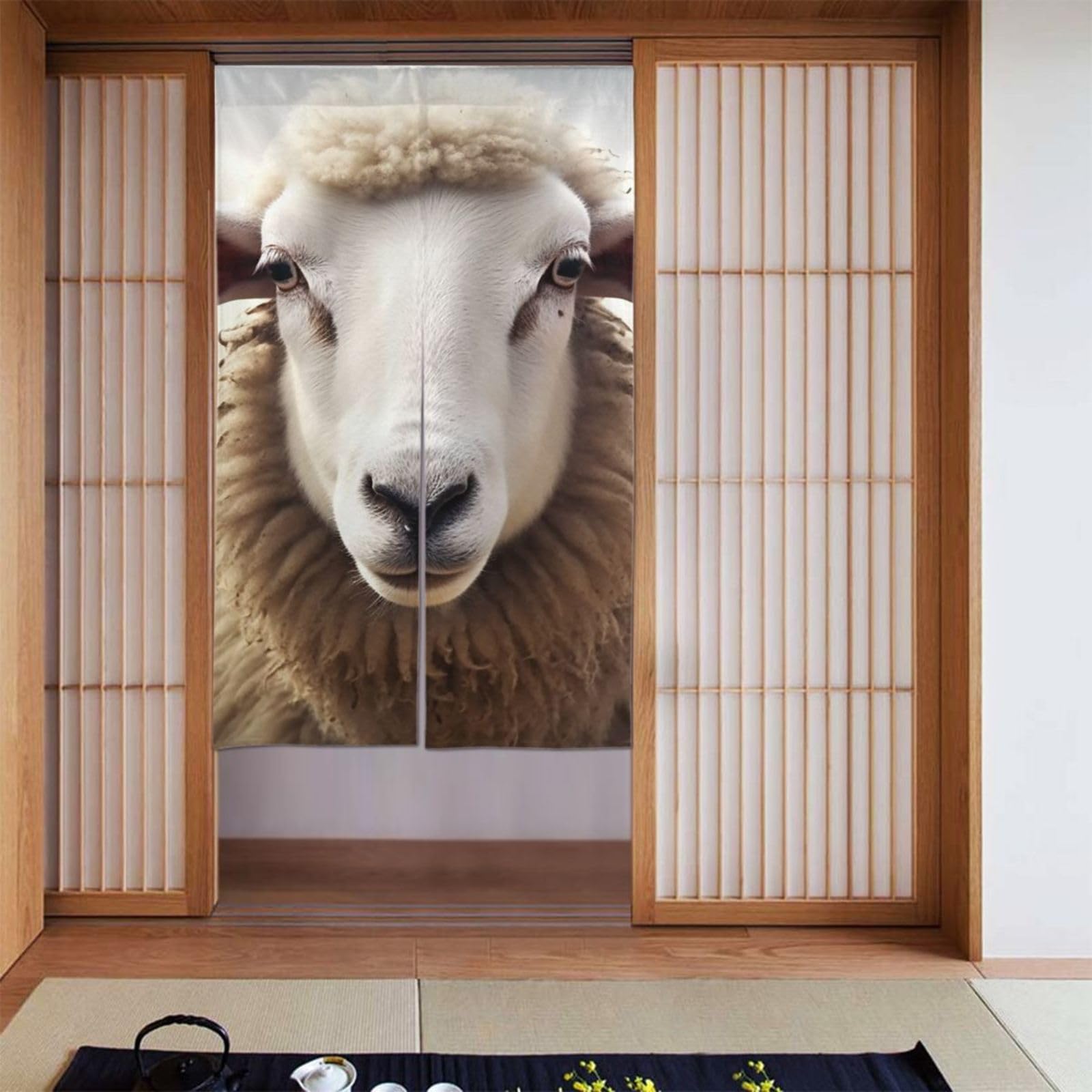 FodPand Personalized Door Curtain for Doorway Privac 34"X 56", Blackout Kitchen Curtains Window Treatment 2 Panel Sheep Door Curtain Tapestry Hanging Room Divider Home Decor