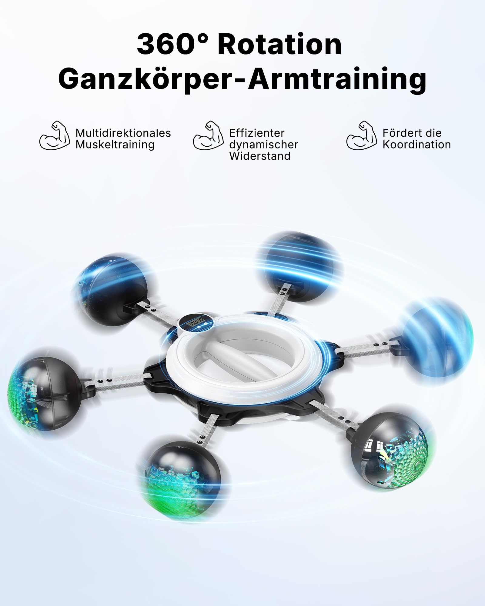 MERACH Unterarmtrainer mit Zähler & RGB-Lichtern, 360° Rotierender Armtrainer für Zuhause Büro, Geeignet für Muskelregeneration, Gelenkpflege Schultermobilität, für Damen und Herren
