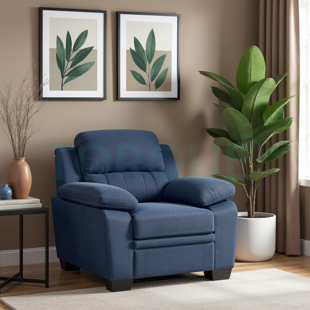 Torque - Jett 1 Seater Sofa Chair (Blue) | Comfortable One Person Fabric Sofa 1 Seater Couch for Studio New Home Festival Gift | 1 Year Warranty