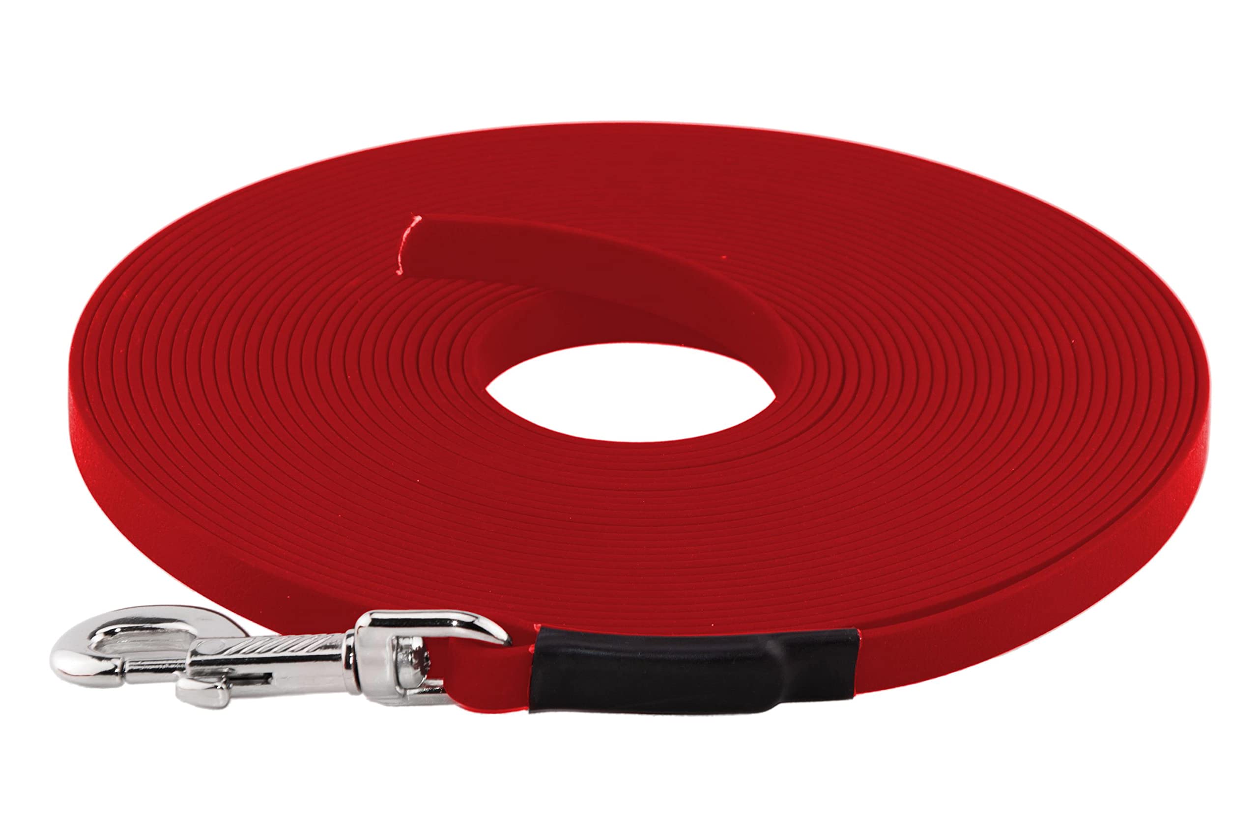LENNIE BioThane Schleppleine, 19mm, Hunde ab 35kg, 10m lang, ohne Handschlaufe, Rot, genäht