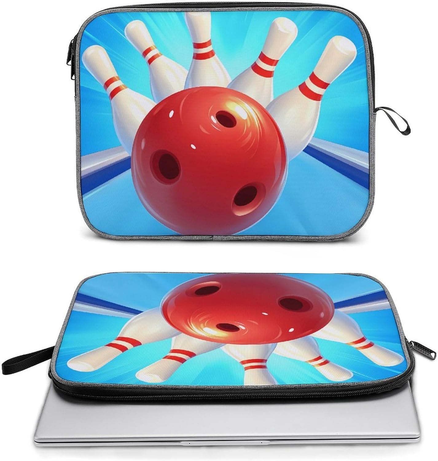 Bowling Game Funny Laptop Case Sleeve Shockproof Computer Protective Briefcase 13-14 Inch image 5